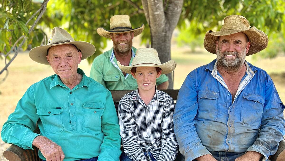 Four generations are still on Gilberton today; Gus French, Robert French Jr, Rob French and Ashley French (back). Photo supplied.
