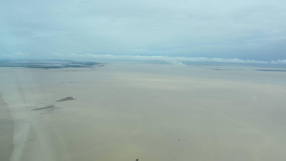 SEA OF WATER: An aerial view of flooding plains north of Julia Creek. Photo: Samantha Walton.