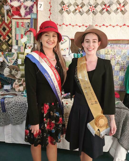 2018 Cloncurry Miss Showgirl and Queensland Miss Showgirl Mikaela Tapp and 2019 Miss Showgirl Savannah McDonald. Photo supplied.