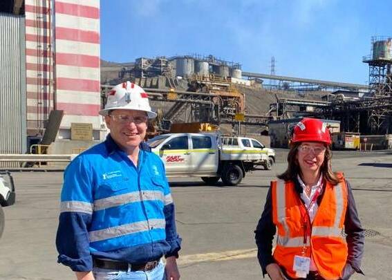 Glencore's Matt O'Neill with Senator Susan McDonald at Mount Isa Mines. File photo.
