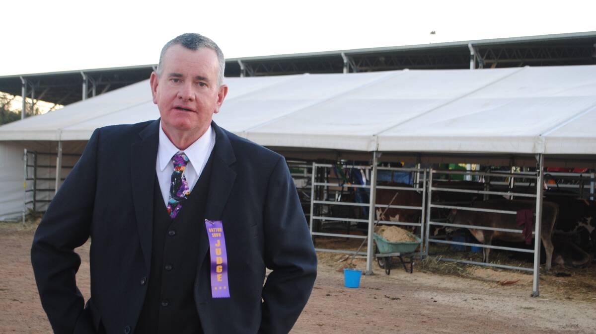 INDUSTRY IN NEED: Queensland Dairy Showcase judge Greg English, Eachamvale, Malanda in Gatton last week. He says that milk prices need to rise to help keep farmers in the industry. Photo: Victoria Nugent. 