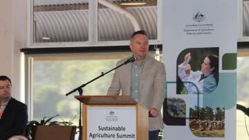 Climate change and energy minister Chris Bowen at the Sustainable Agriculture Summit in Toowoomba. Picture: Victoria Nugent. 