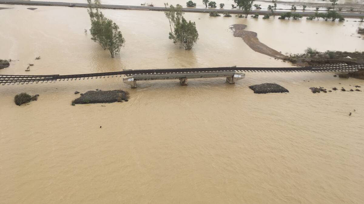 Damage to the rail line in North West Queensland. 