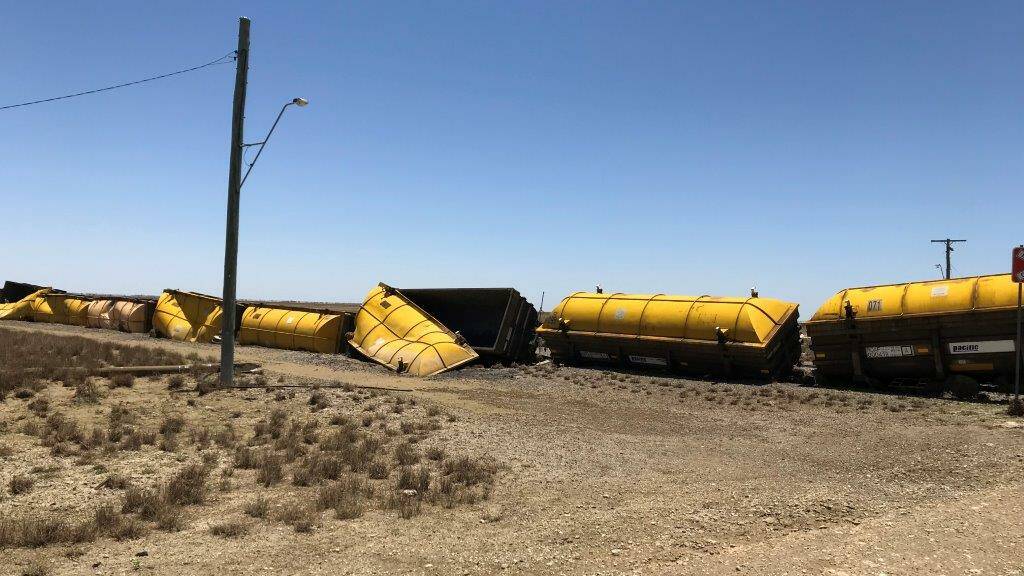 A train derailed at Nelia during the recent flood event. Photo- Queensland Rail. 