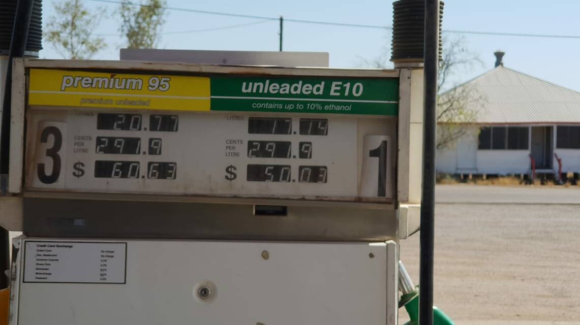 EXPENSIVE BUSINESS: This was the price of fuel at McKinlay on Sunday. Photo Mark Smith