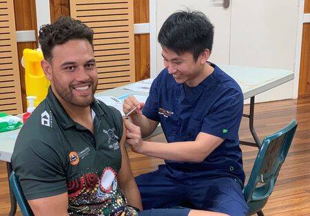Antonio Winterstein gets vaccinated in Normanton. Photo: NWHHS.