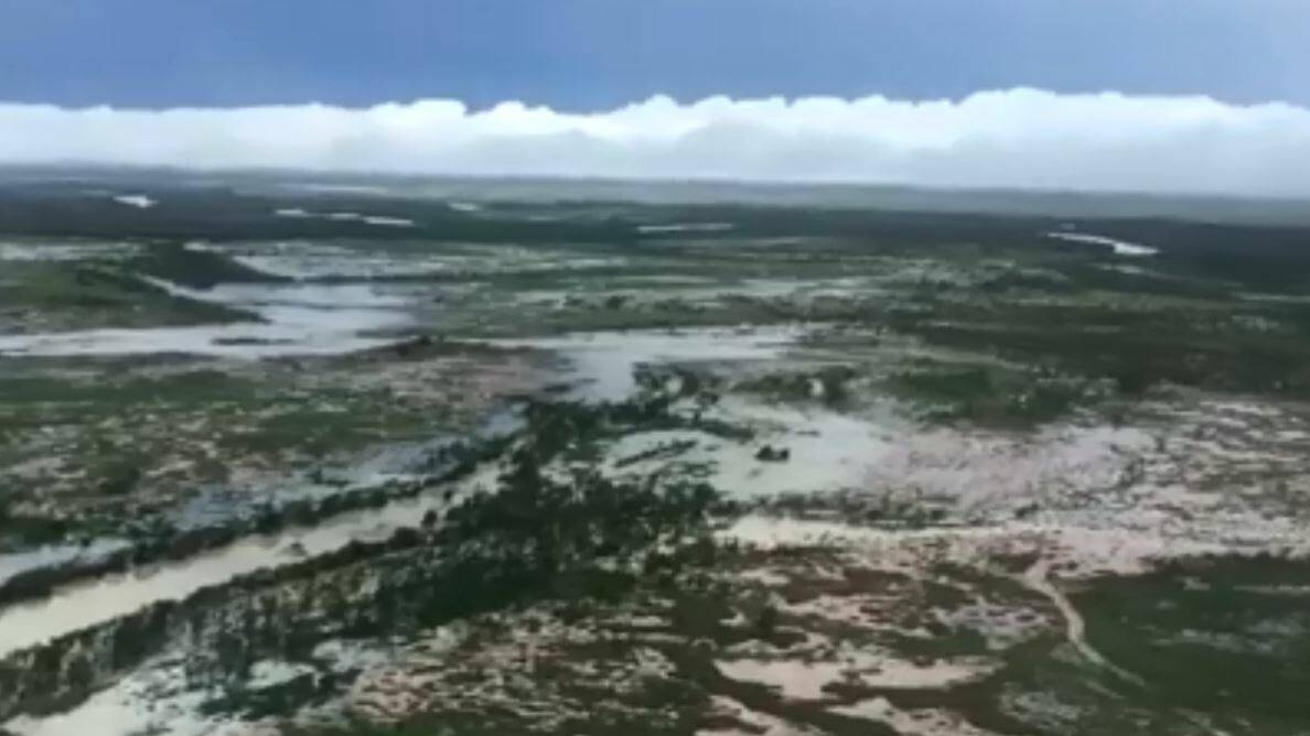 LOTSA WATER: Still from the video posted by the Burketown pub on Thursday.