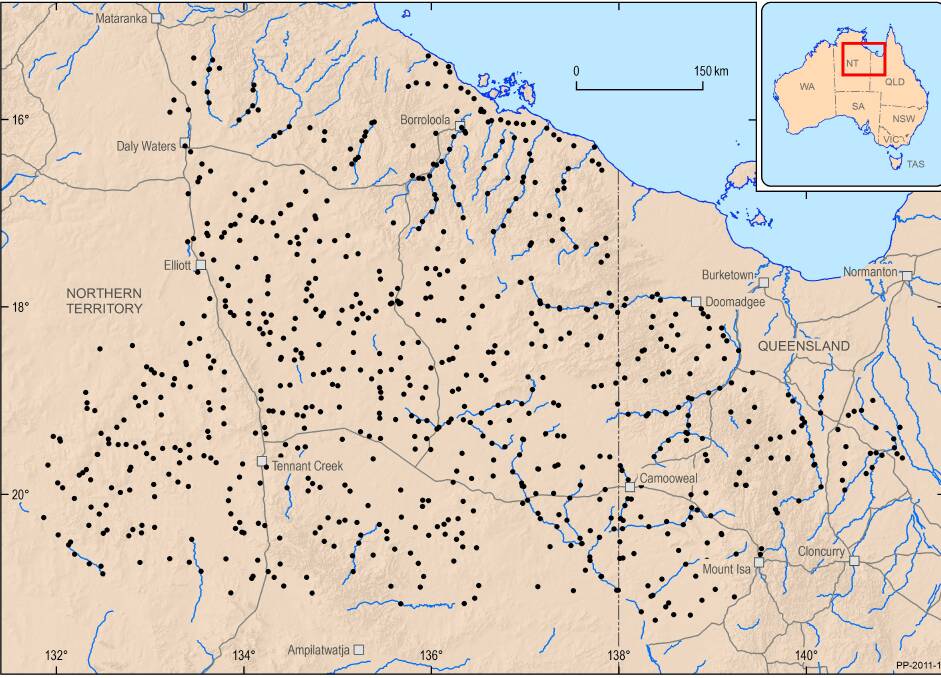 Each dot represents a sample site in the Northern Australia Geochemical survey.