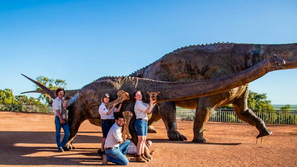 Staff at Australian Age of Dinosaurs in Winton show fossils unearthed a decade ago are now officially identified as Australia's smallest sauropod.