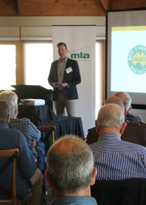 Meat & Livestock Australia's Michael Crowley addresing the MSA Forum at Lancefield in Victoria.