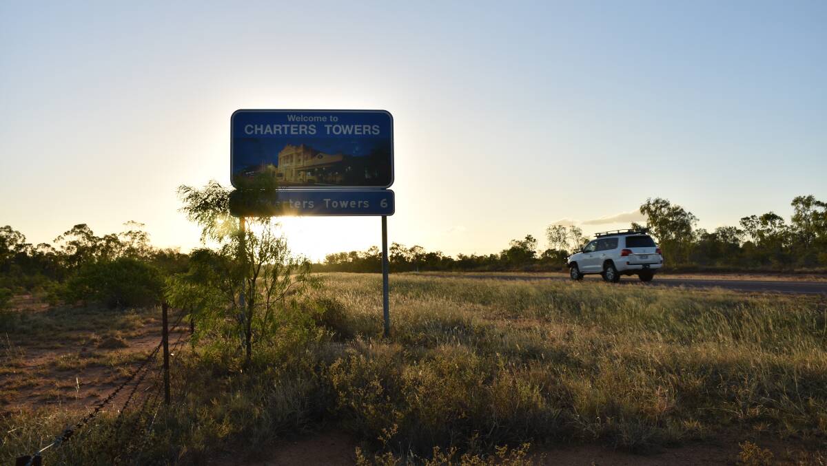 The Flinders Highway at the entrance to Charters Towers, where a missing person investigation has rocked the small town. Picture: Brodie Owen