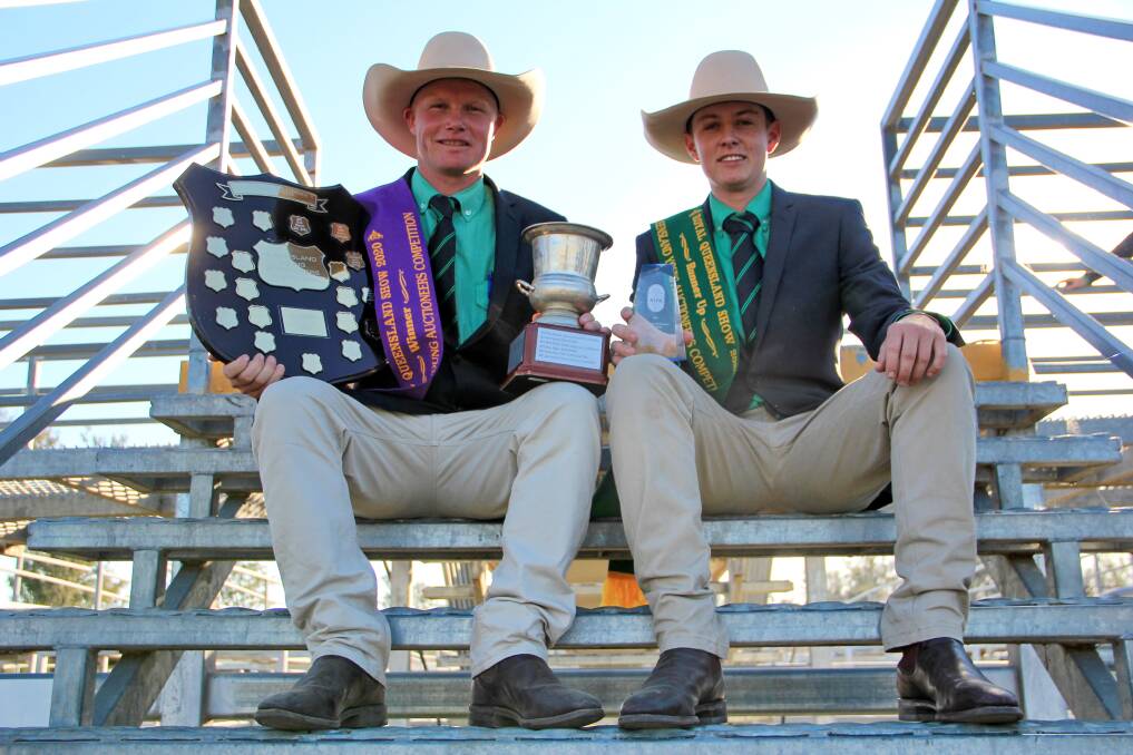 ALPA Queensland Young Auctioneers Competition winner Brodie Hurley, Nutrien Livestock, Injune, and runner up Justin Rohde, Nutrien Livestock, Rockhampton. Pictures: Melody Labinsky