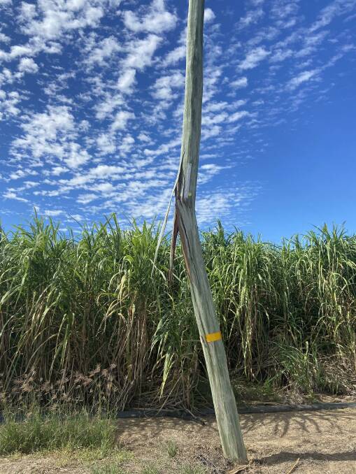 A power pole was damaged in an incident involving a haul-out in the Burdekin over the weekend.