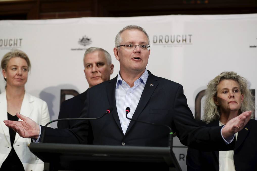 Prime Minister Scott Morrison addressing the Drought Summit in October 2018. Photo by Alex Ellinghausen.