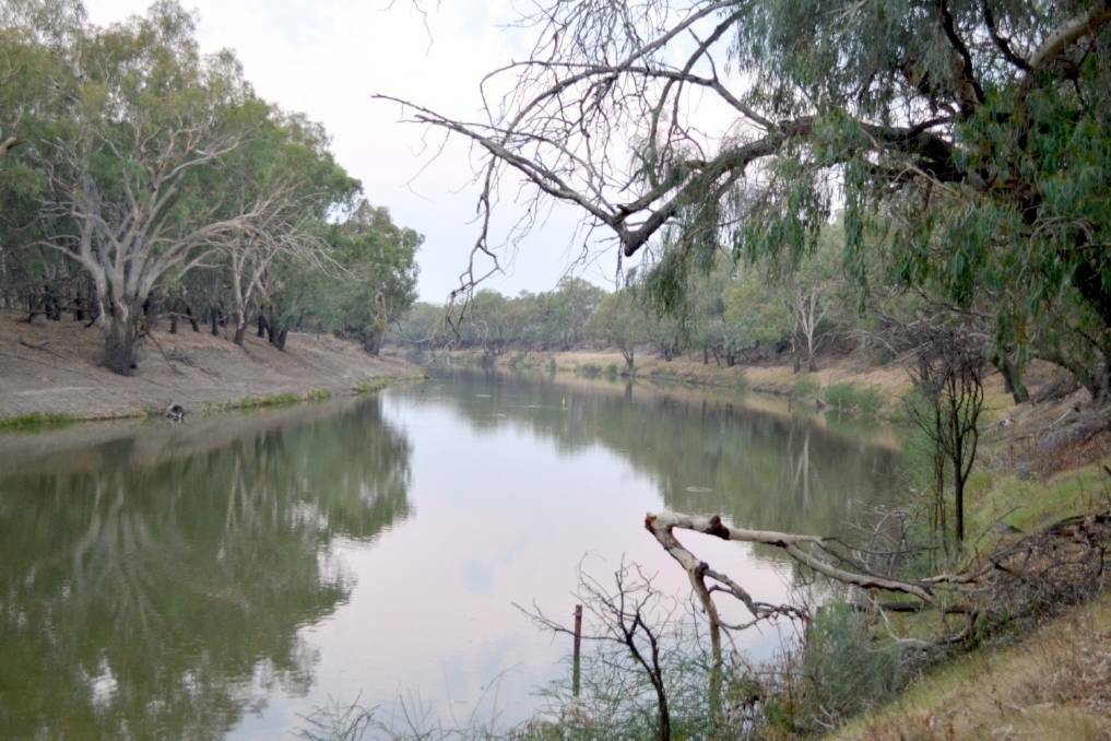  Looking east along the Darling River at Bourke.

