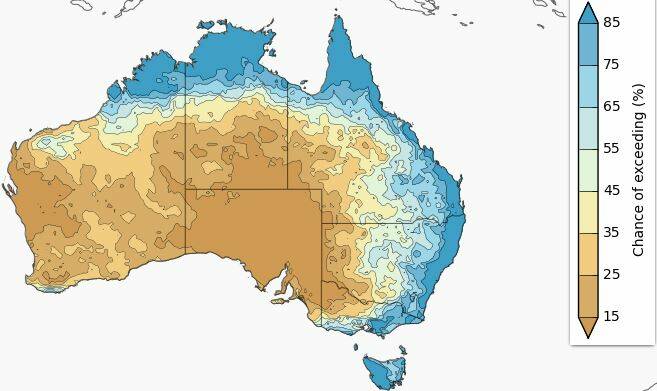 Chance of 25mm of rain in March. Reproduced with permission of the Bureau of Meteorology.