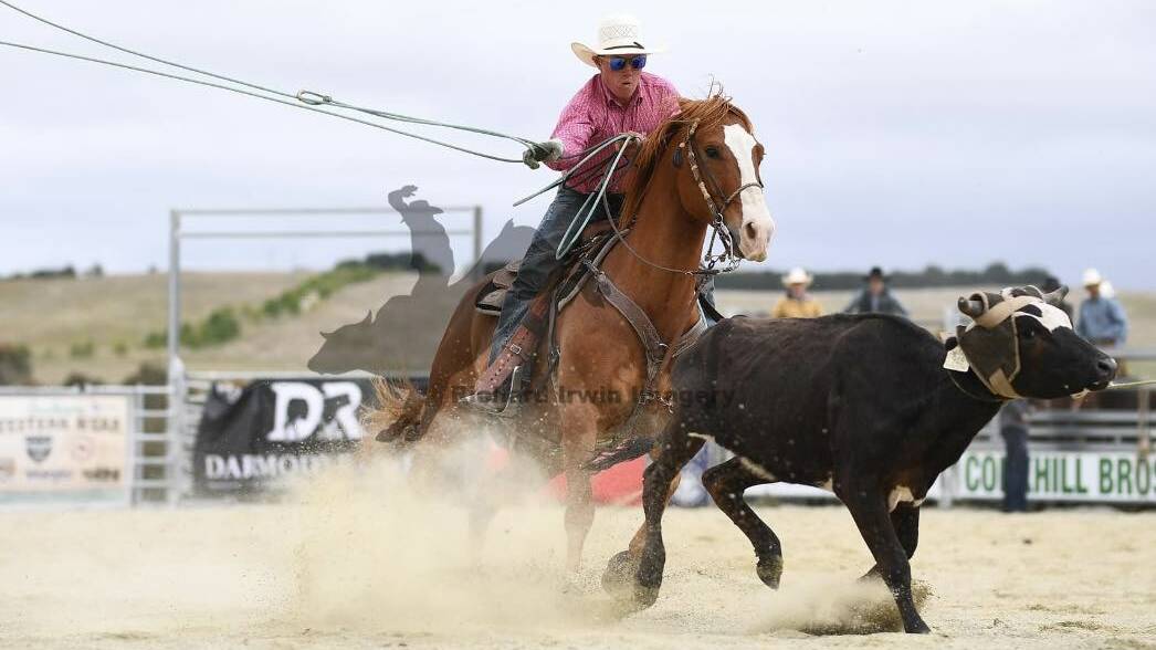 Justin, the inspiration to all three of his sons, heels at the Bungendore Rodeo in 2023. Picture supplied.