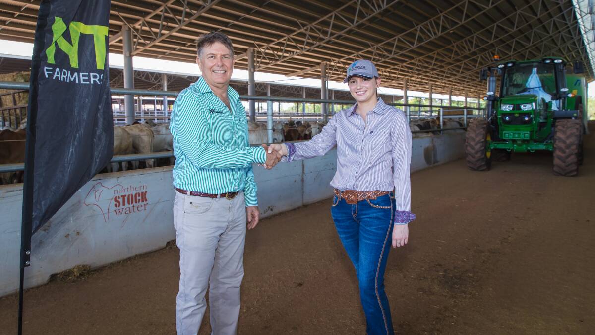 NT Farmers President Simon Smith and Ellie Ireson at the Berrimah Export Yards.