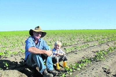 Corbett Tritton with son Elliott has 515ha under cotton, all flood irrigated with water harvested from the Flinders River.