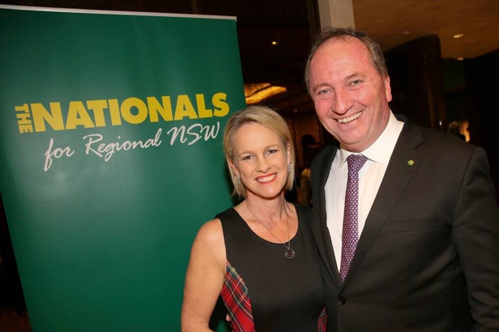 NSW Nationals Senator Fiona Nash and New England MP Barnaby Joyce at the dinner to mark their 10 years in federal politics. 