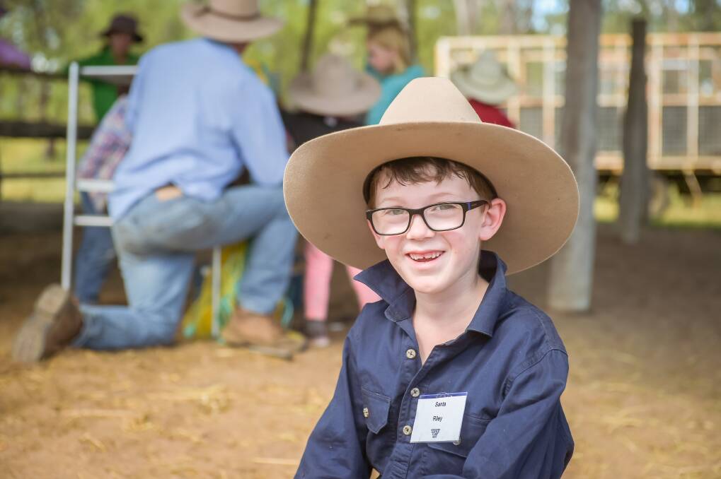 Riley Taylor, seven, Kilmacon, Kilcummin, has his life all sorted out with big plans to be a grazier. Riley was at the Springsure Cattle Camp this week. Photo - Kelly Butterworth.