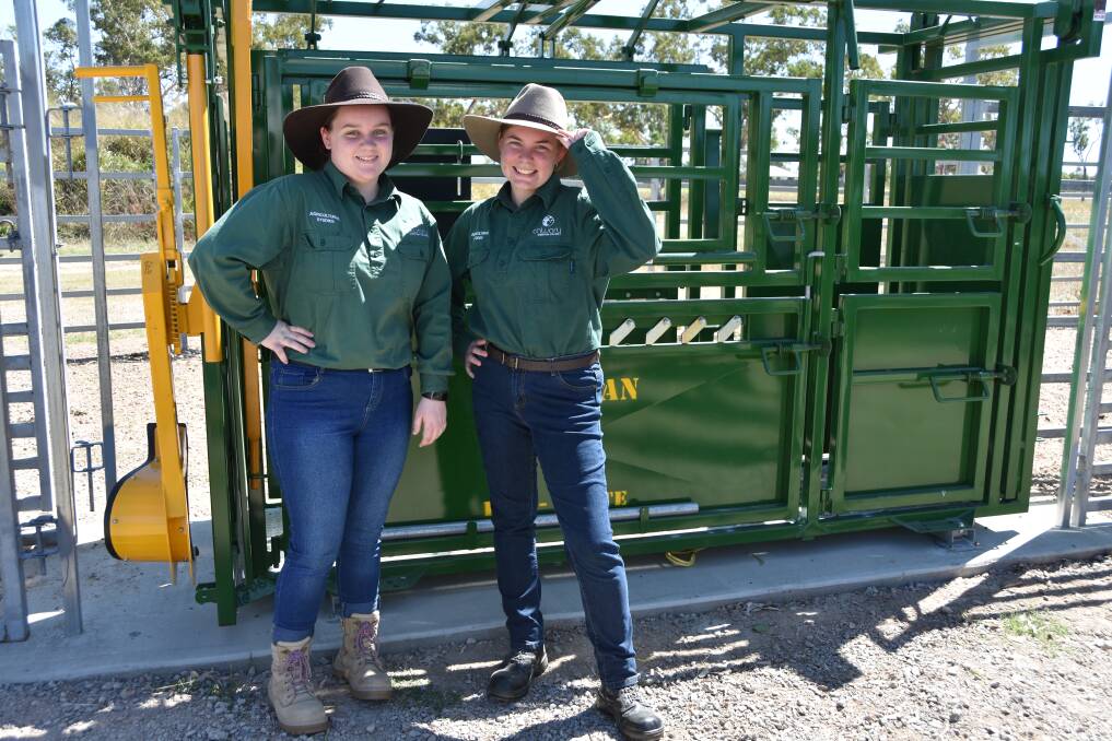 Calvary Christian College year 11 students Grace Britton and Breanna Stockdale are part of the school's agriculture program.