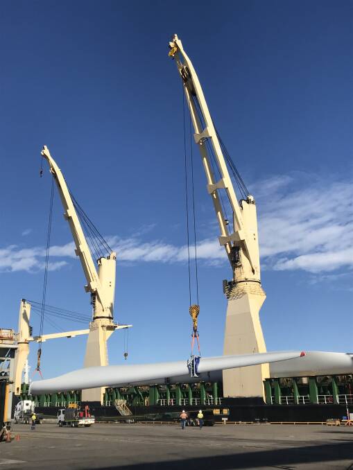 70 metre wind turbines were unloaded at the Port of Townsville.
