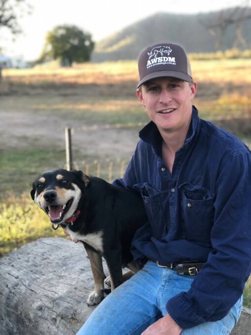 Sam Wright with his four-year-old kelpie Bonnie.