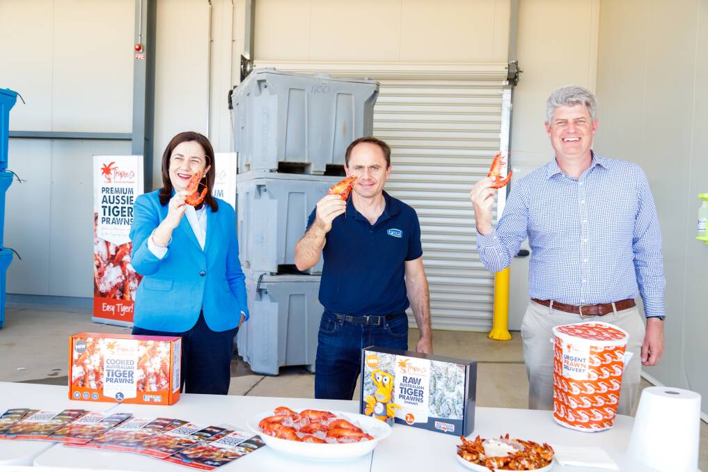 Premier Annastacia Palaszczuk, Tassal Groups Head of Supply Chain and Commercial Services Ben Daley and Local Government Minister Stirling Hinchliffe.