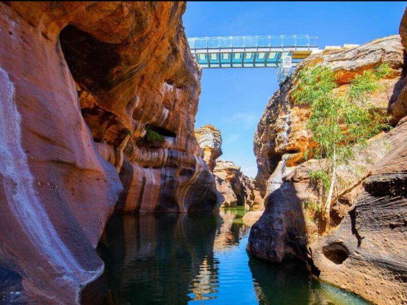 TOP ATTRACTION: The Terry family at Cobbold Gorge has opened up a glass walk bridge, the first of its kind in Australia.