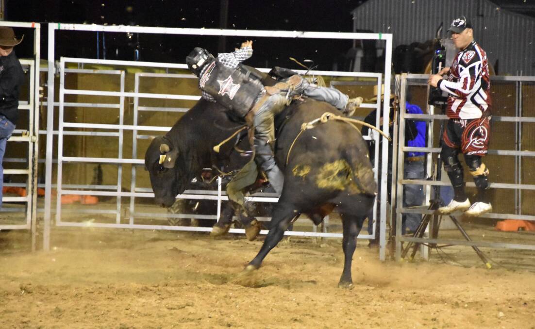 Cowboys and angry bulls put on a bucking good show at the PBR in Julia Creek on Saturday night.