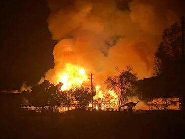 The Grand Hotel in Hughenden was destroyed by fire on Friday night. Photo: Tammy McClymont.