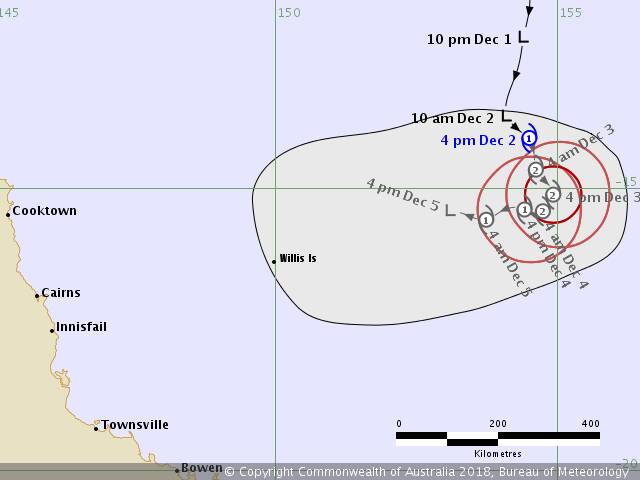 Cyclone Owen forecast track map issued at 4pm today.