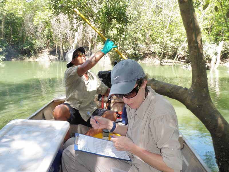 CDU Researcher Dr Miriam Kaestli and DENRs Mr Matthew Majid taking water samples in Darwin Harbour. The proposed Water in North Australioa CRC will address water issues, including quality, security and new technologies.