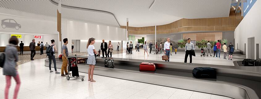 An artist impression of the upgraded arrivals terminal at Townsville Airport. Source: Queensland Airports Limited.
