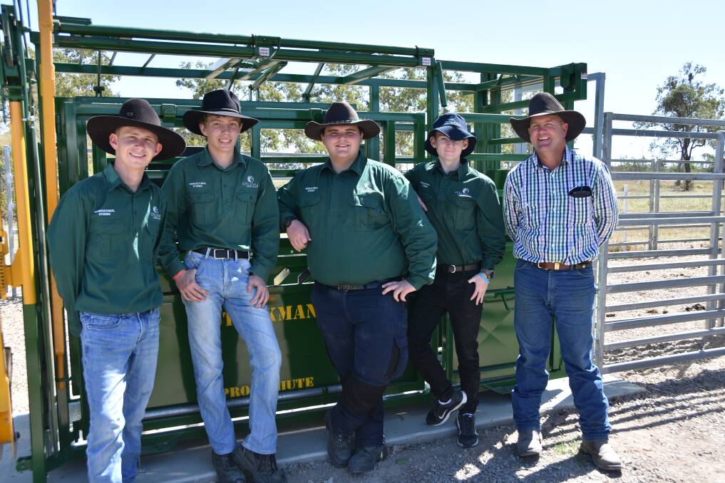 Students Joel Reil, Quintin Budd, Trent Elmes and Tian Gunby were on hand to thank sponsors for their assistance with the ag school, which included representatives from Landmark and Gallagher.