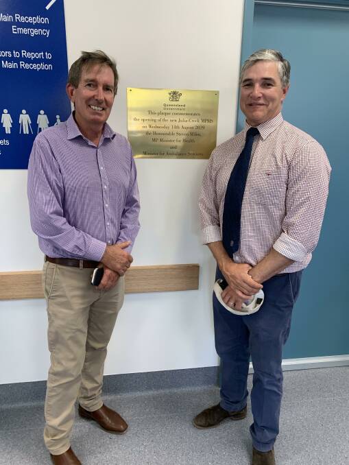 North West Hospital and Health Service chair Paul Woodhouse with Traeger MP Robbie Katter.