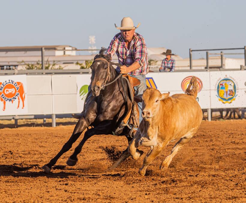 Marcus Curr on Bobadil Fashion competing at the 2021 Cloncurry Stockman's Challenge and Campdraft. Picture: Rope N Spurs Photography