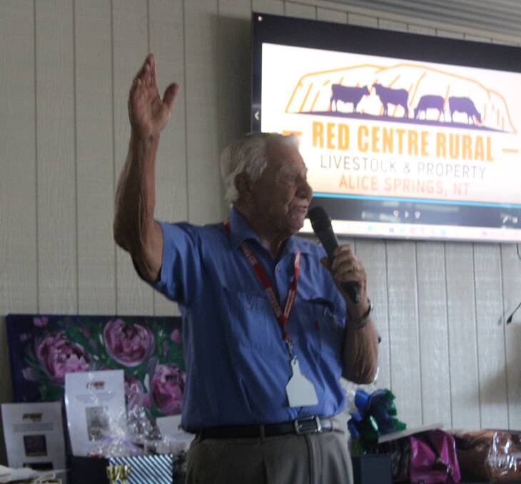 At 87 years Glenn Dunn still has his auctioneering style down pat selling at the Primac Gurus Reunion in Roma. Picture Helen Walker