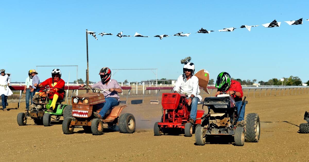 This year's best dressed title in the lawn mower derby at Richmond Field Days was taken out by Al's Angels. They had tough competition from the Sutherland guys who dressed up as The Flash. Photo - Scott Radford-Chisholm.
