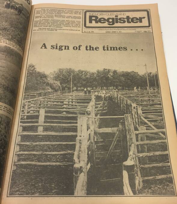 The front page at the time was on the Charters Towers saleyards. 