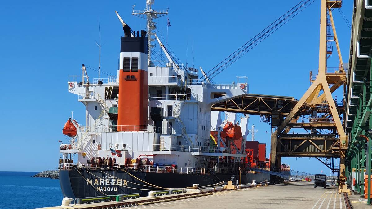 The MV Mareeba taking a shipment of 2021 season sugar out of the Port of Mackay. Picture: Supplied
