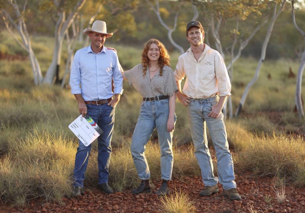 Cloncurry Mayor Greg Campbell and filmmakers Madeleine and Luke Chaplain invite the world to film in the region. Picture: Peter Wallis 
