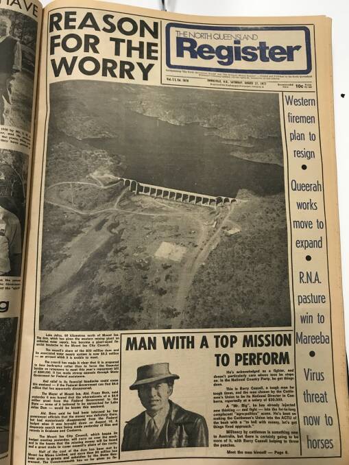 Front page news at the time was the Mount Isa lake. 