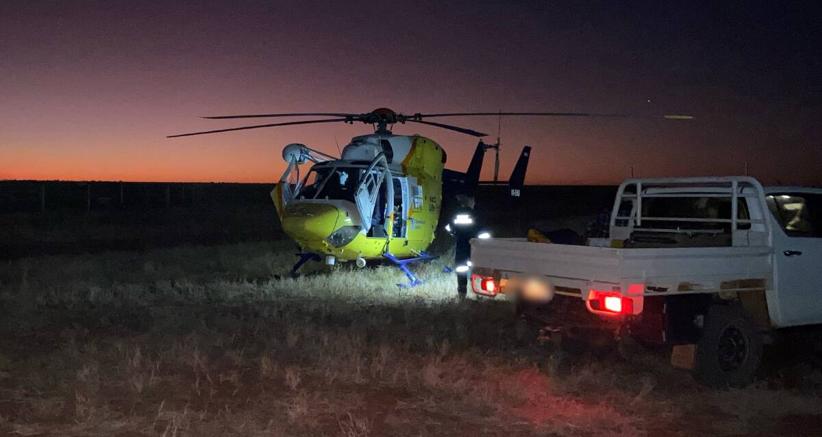 The man was flown to hospital from the private property. Picture: RACQ LifeFlight Rescue 