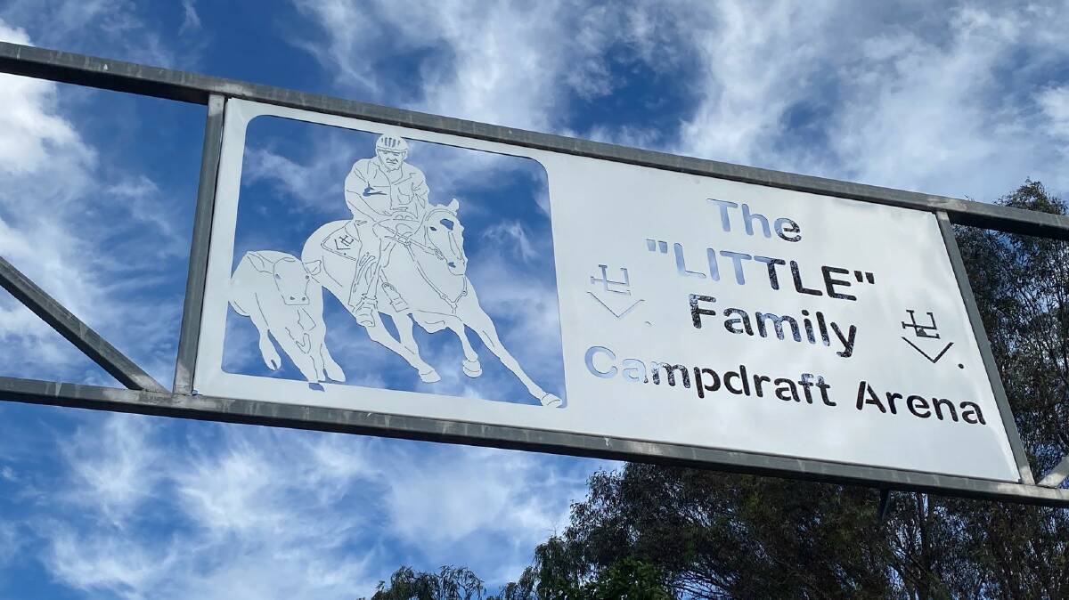 The Little Family Arena sign on display at the Toogoolawah Showgrounds. Picture: Supplied