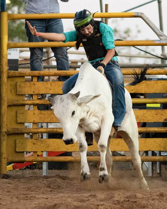 Julia Creek cowgirl Sharlette Johnson in action. Photo: Valley Photography NT