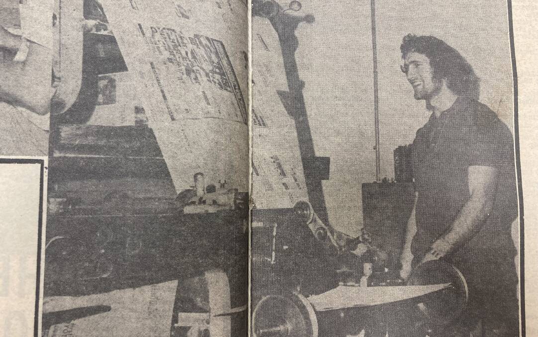 Colin Martin helping to print the Register in 1977.