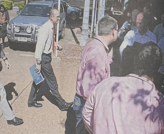 Federal Agriculture Minister arriving into a hostile meeting in Mount Isa with producers. 