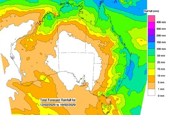 BoM's eight day outlook up to February 19.